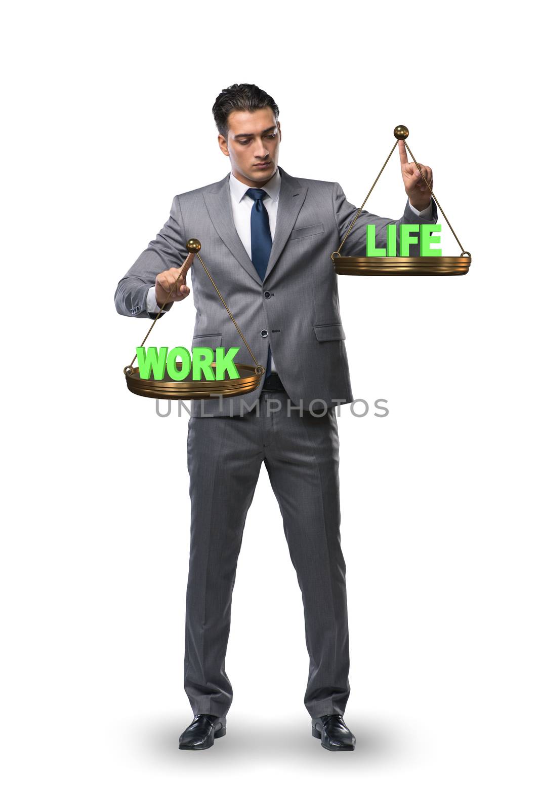 Businessman trying to find balance between home and work
