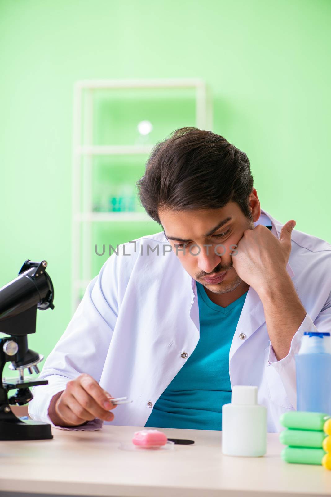 Chemist testing soap in the lab