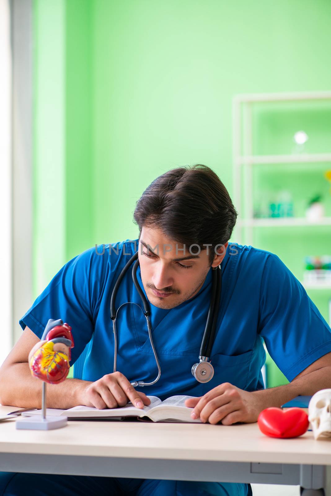 Doctor student explaining heart problems