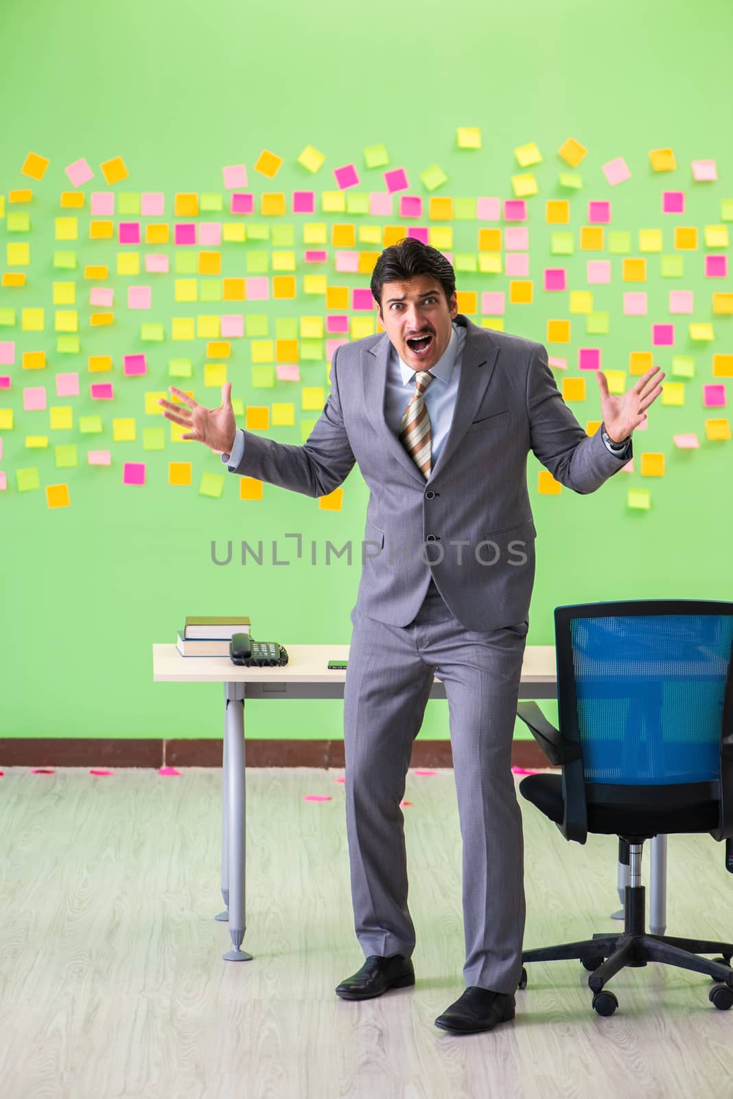 Businessman with many conflicting priorities   