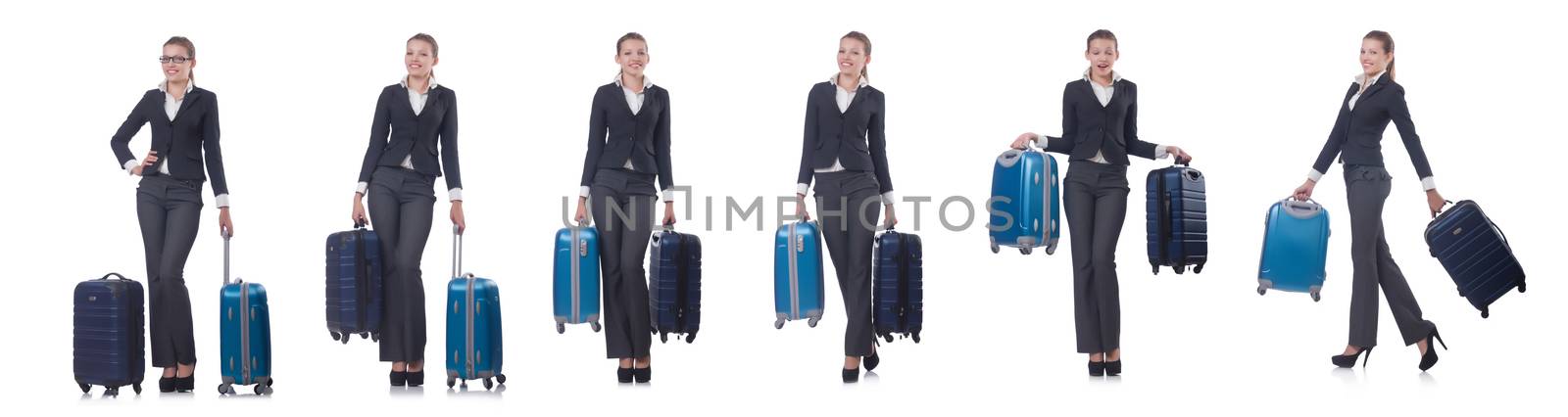 Woman with suitacases preparing for summer vacation by Elnur