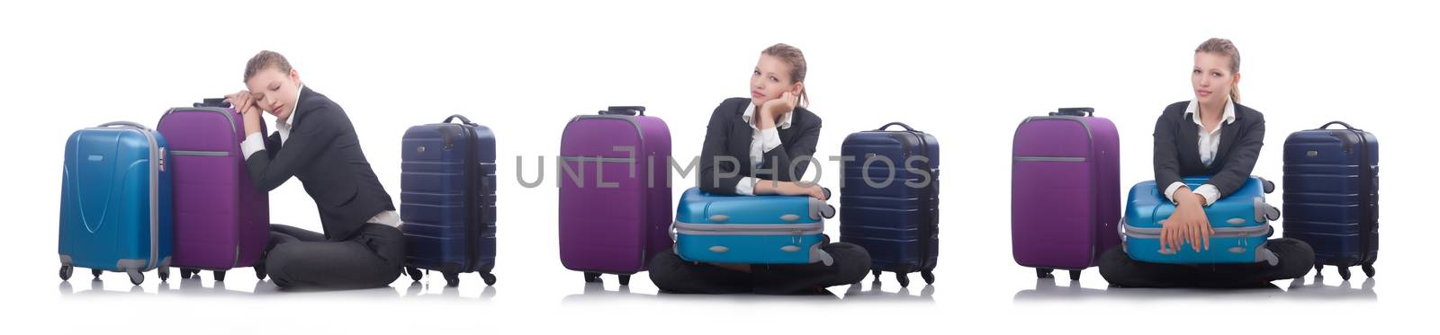 Woman with suitacases preparing for summer vacation by Elnur