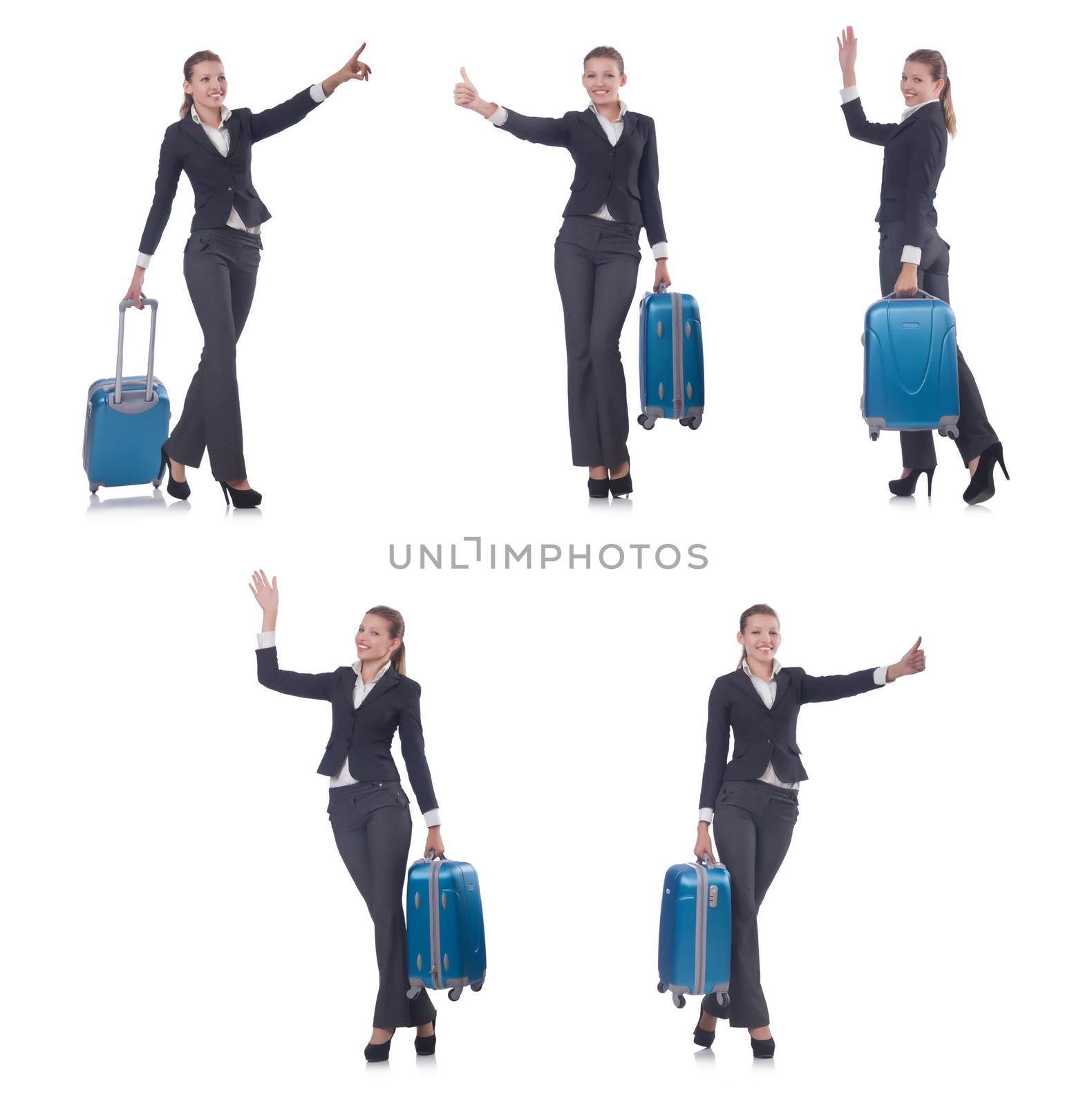 Woman with suitacases preparing for summer vacation by Elnur