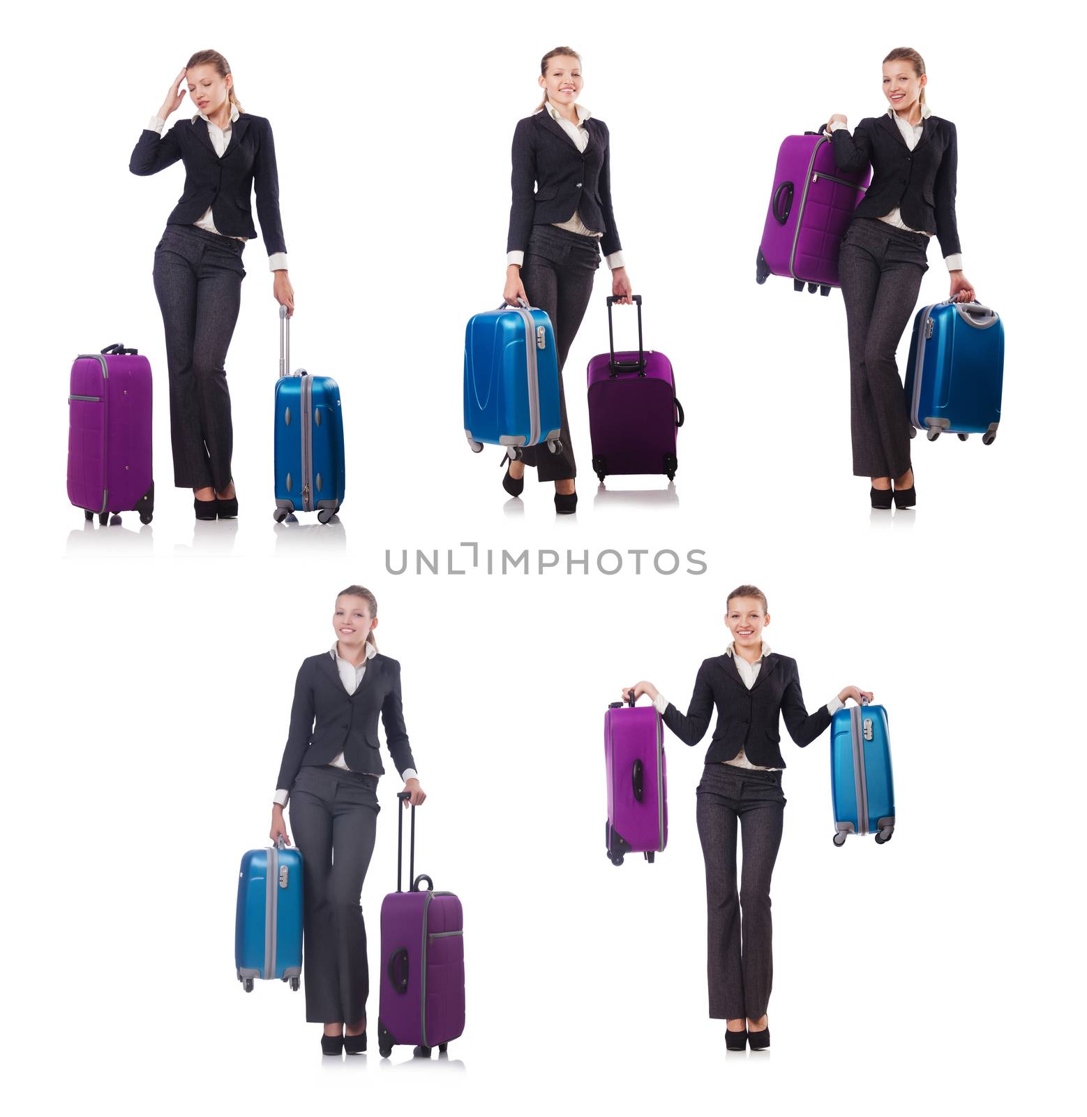 Woman with suitacases preparing for summer vacation by Elnur