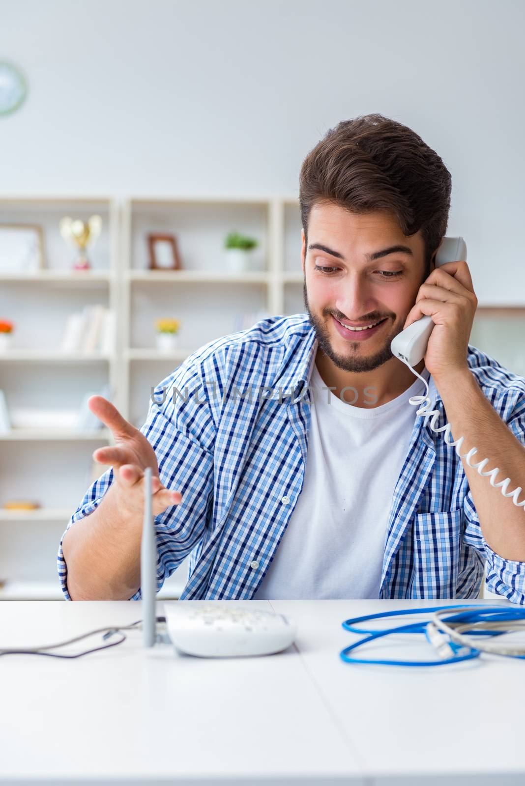 Man enjoying fast internet connection