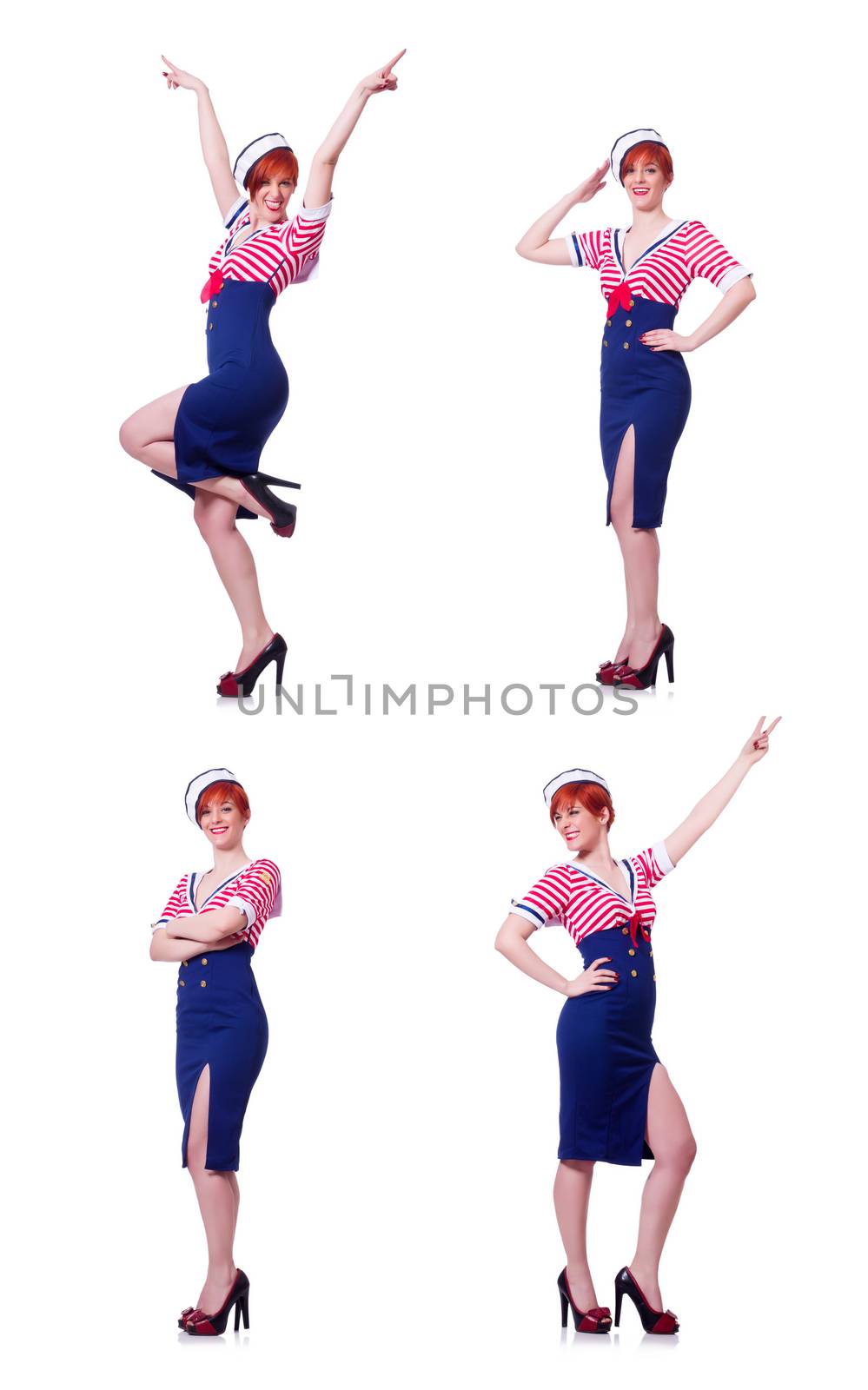 Airhostess isolated on the white background