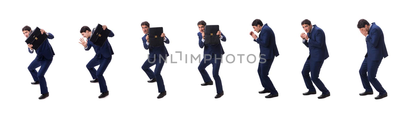Young businessman isolated on white 