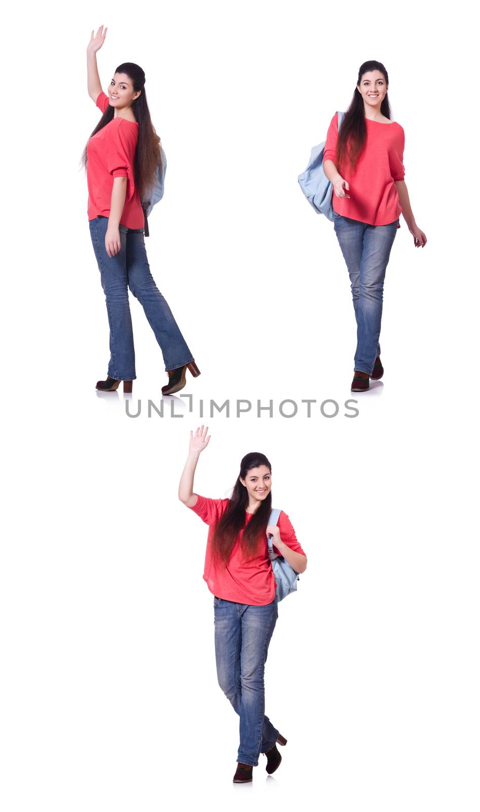 Young student isolated on the white