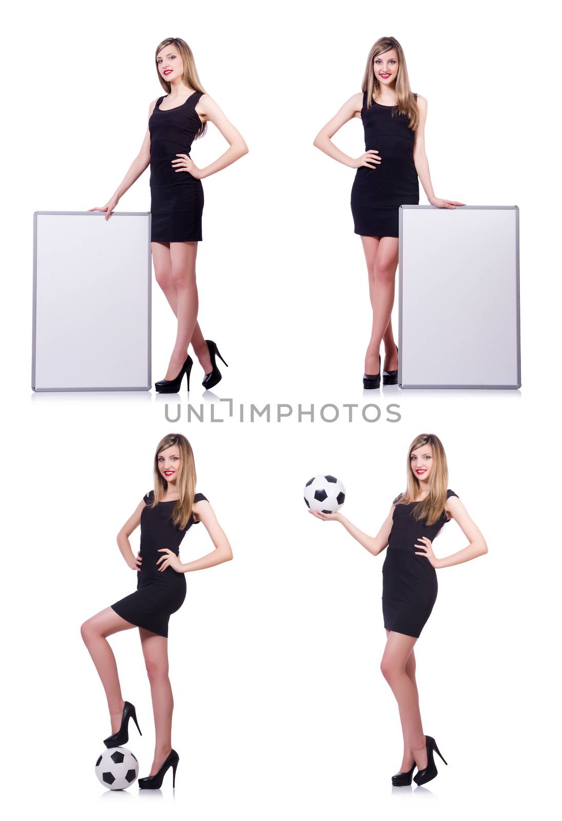 Young woman with blank poster