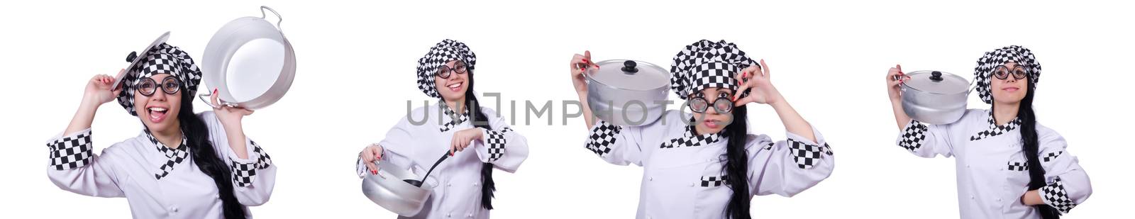 Young cook isolated on the white