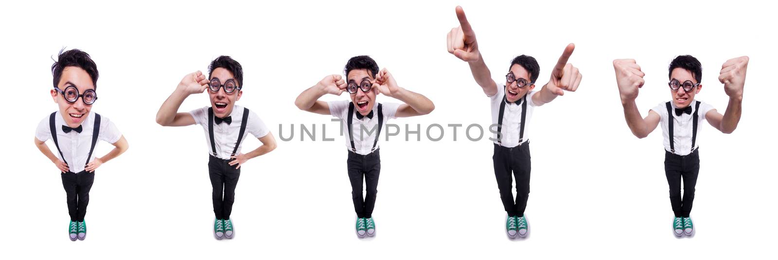 Funny man isolated on the white