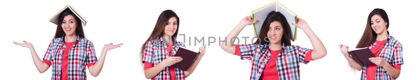 Young female student isolated on the white