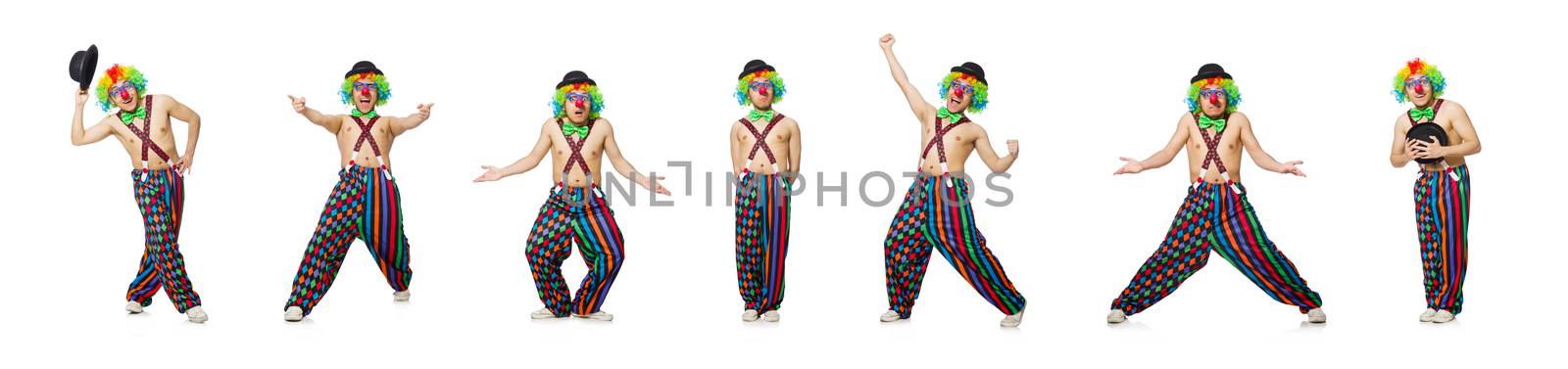 Funny clown isolated on the white background