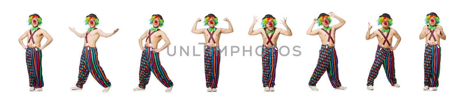 Funny clown isolated on the white background