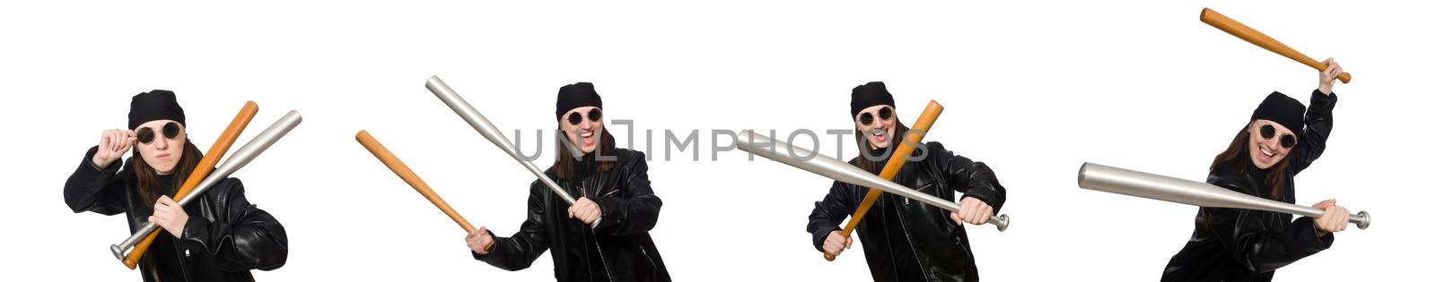 Woman hooligan isolated on the white 