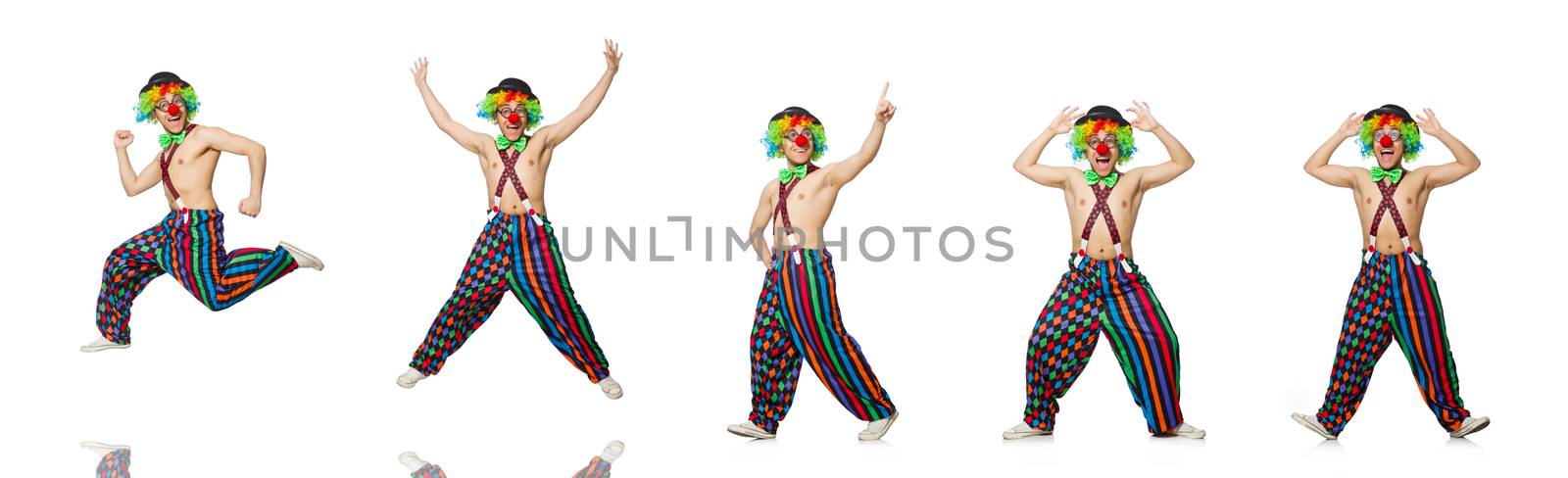 Funny clown isolated on the white background