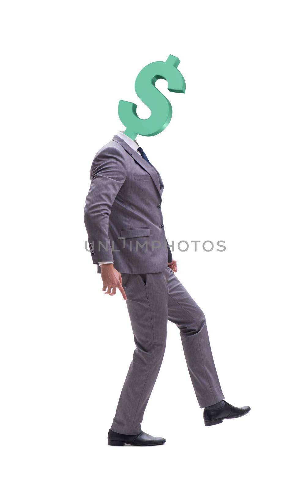 Businessman with dollar sign instead of head