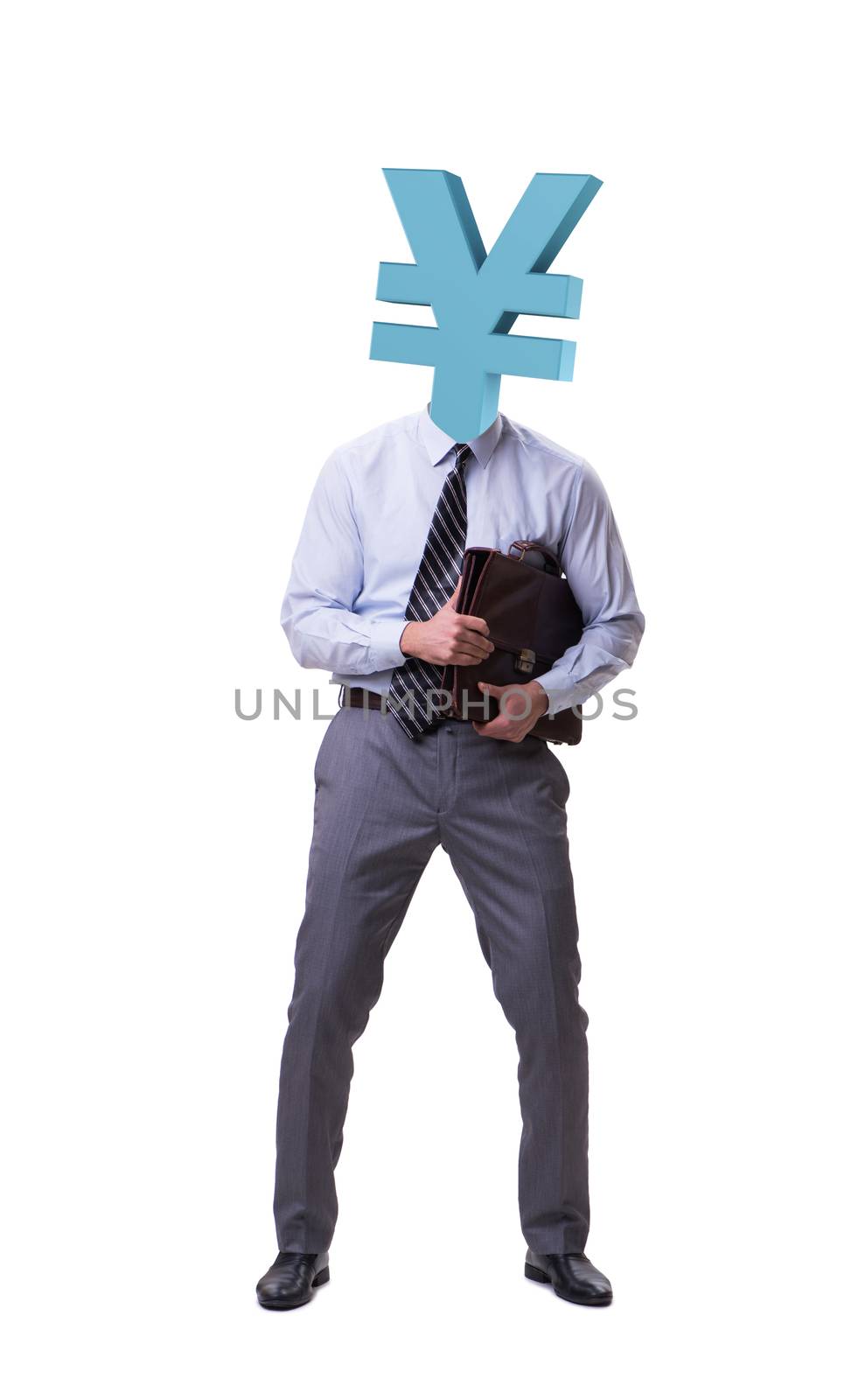  Businessman with japanese yen sign instead of head