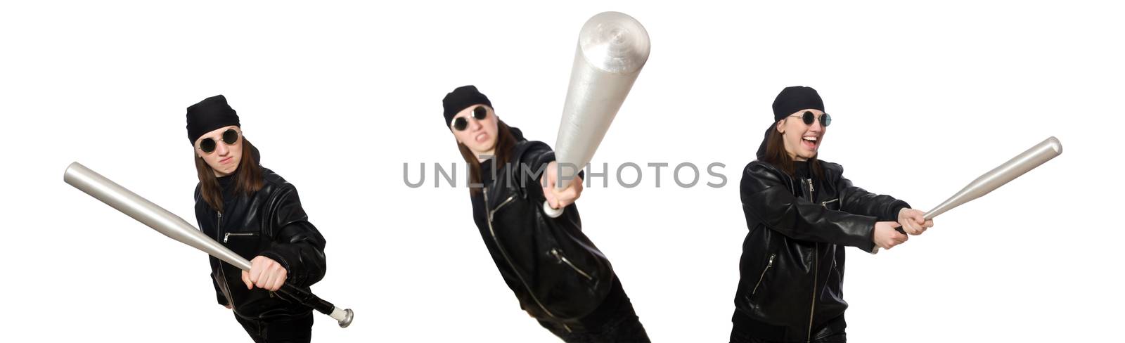 Woman hooligan isolated on the white 