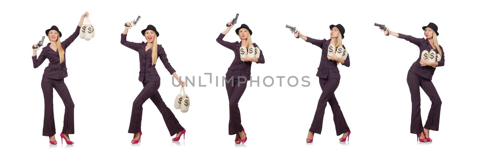 Woman gangster with gun in vintage concept by Elnur