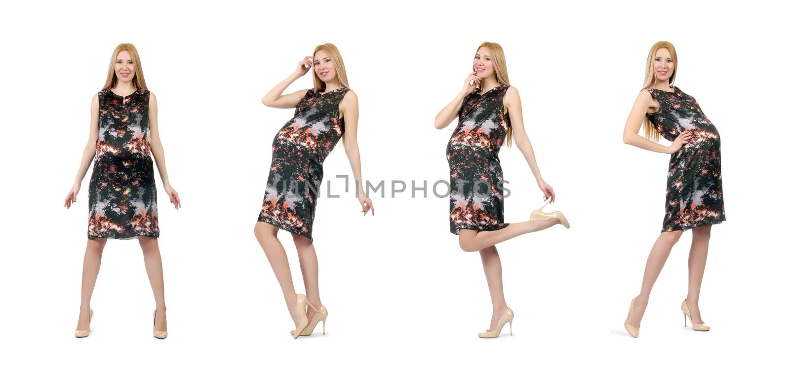 Beautiful pregnant woman isolated on white