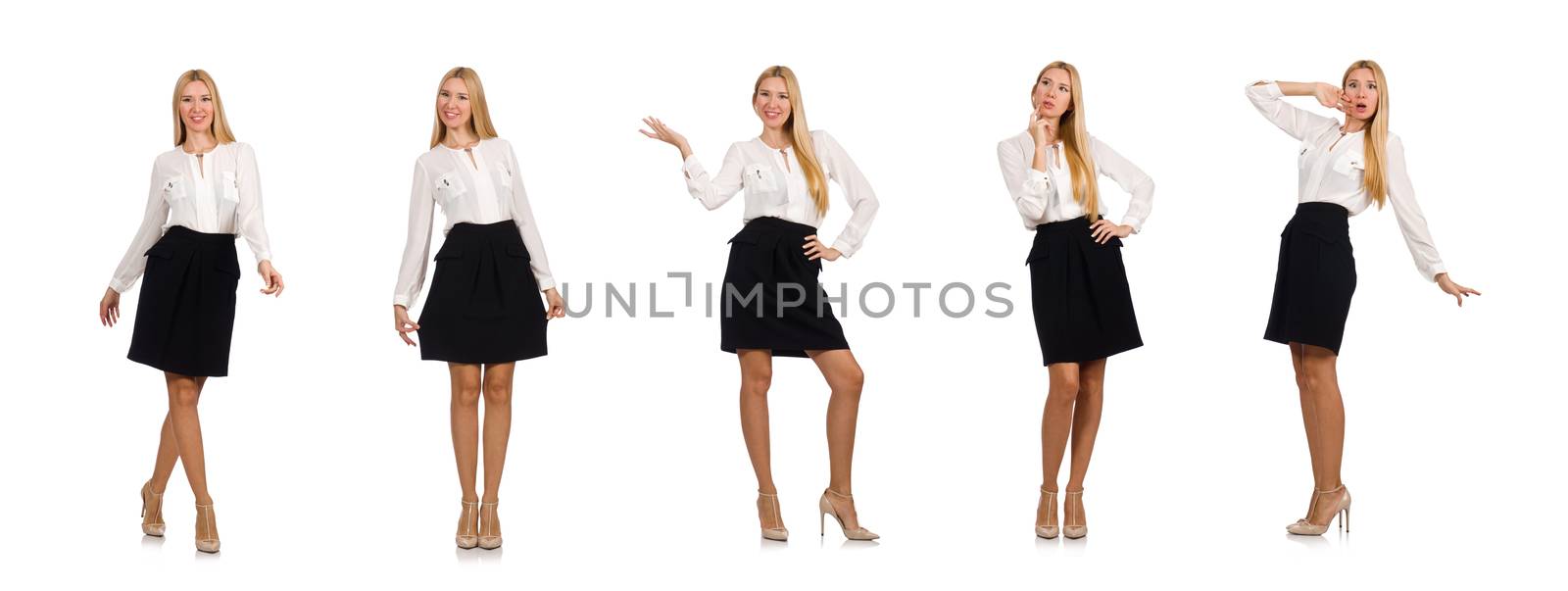 Businesswoman in business concept isolated on white by Elnur