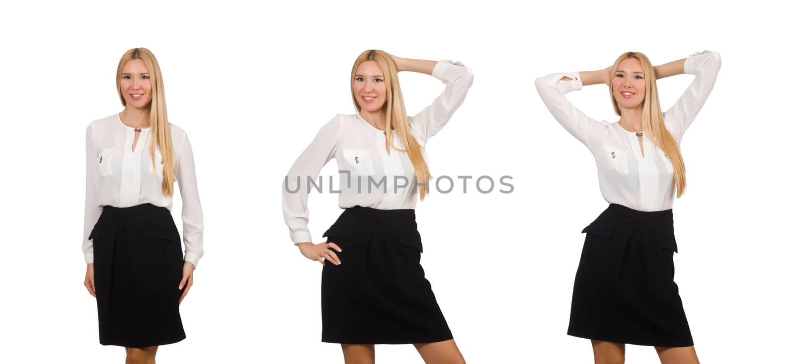 Young businesswoman isolated on the white