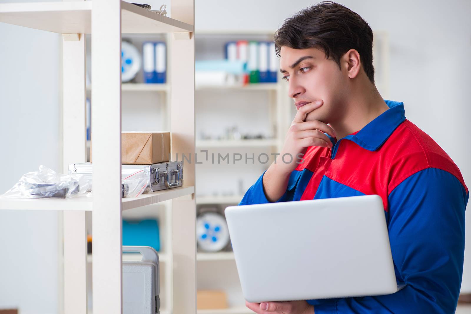 Man working in the postal warehouse