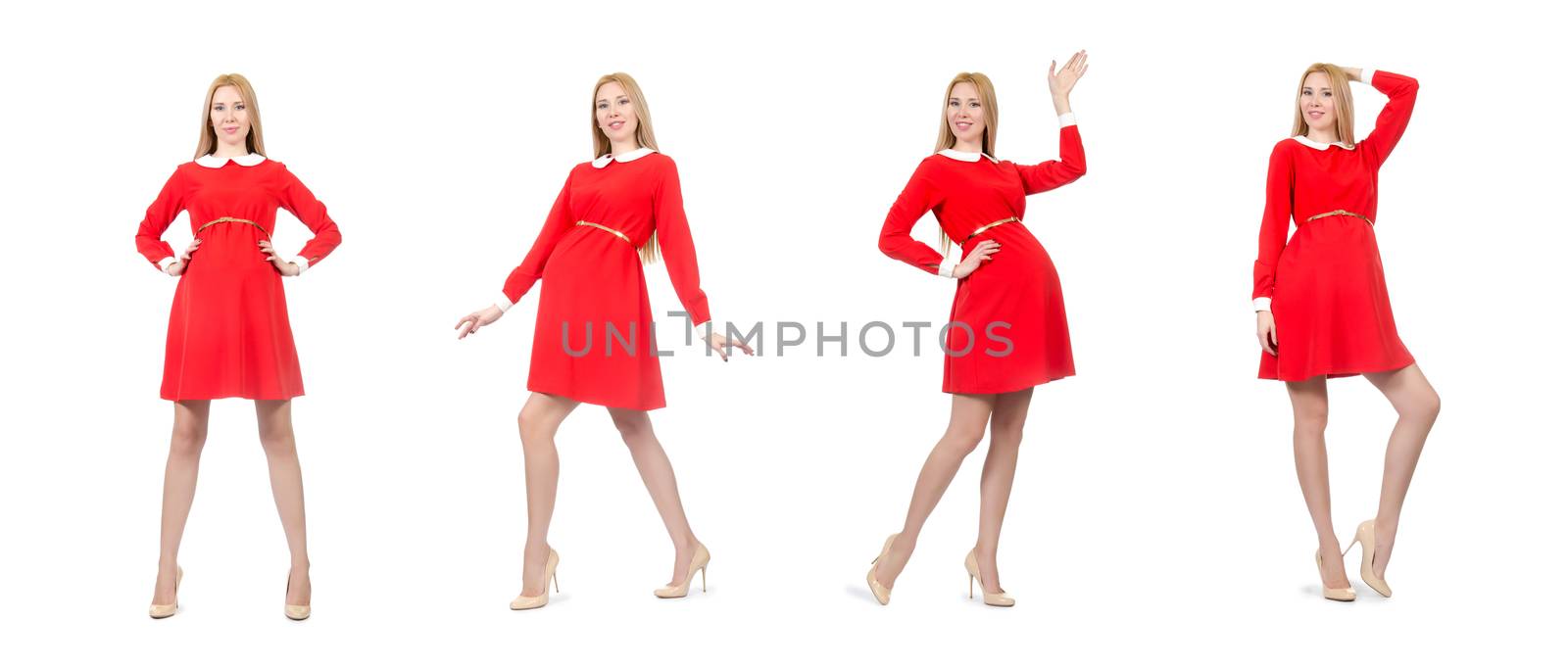 Beautiful pregnant woman isolated on white