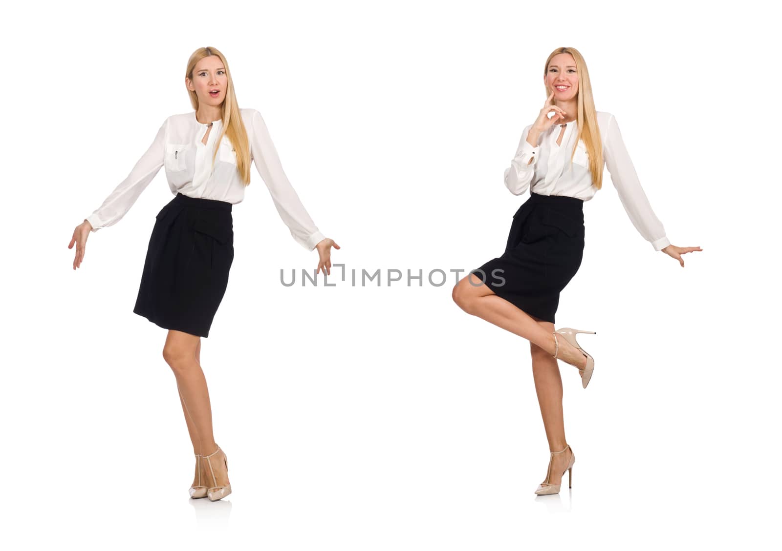 Businesswoman in business concept isolated on white