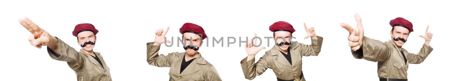 Funny soldier isolated on white