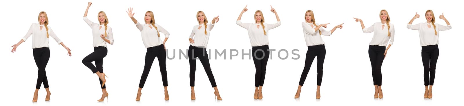 Pretty girl in office attire isolated on white