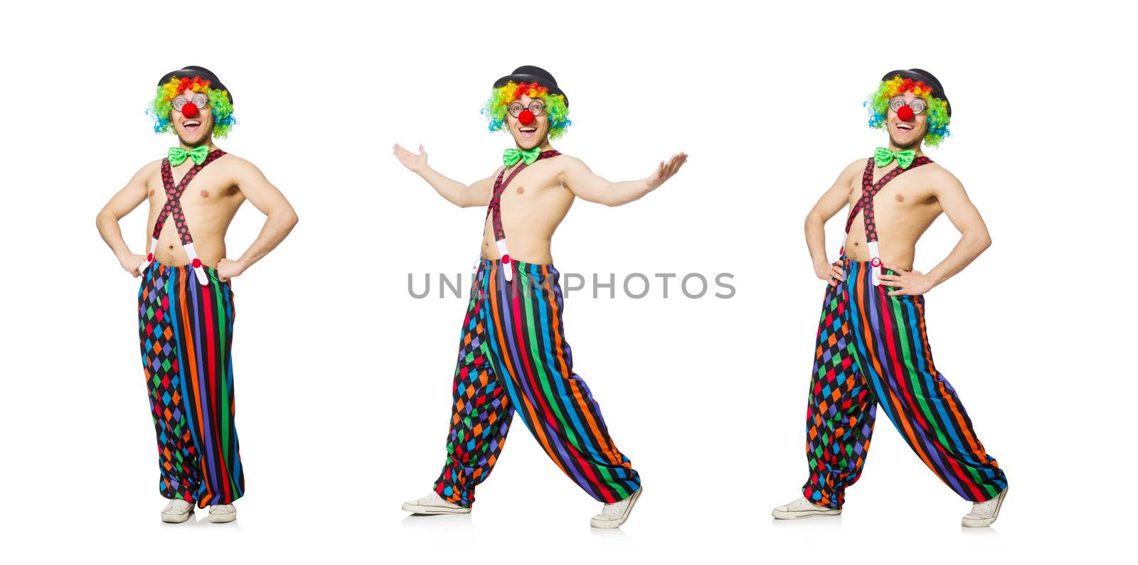 Funny clown isolated on the white background