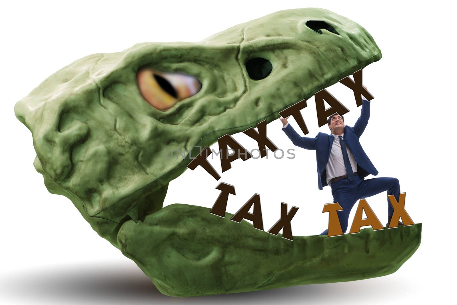 Businessman in the jaws of high taxes