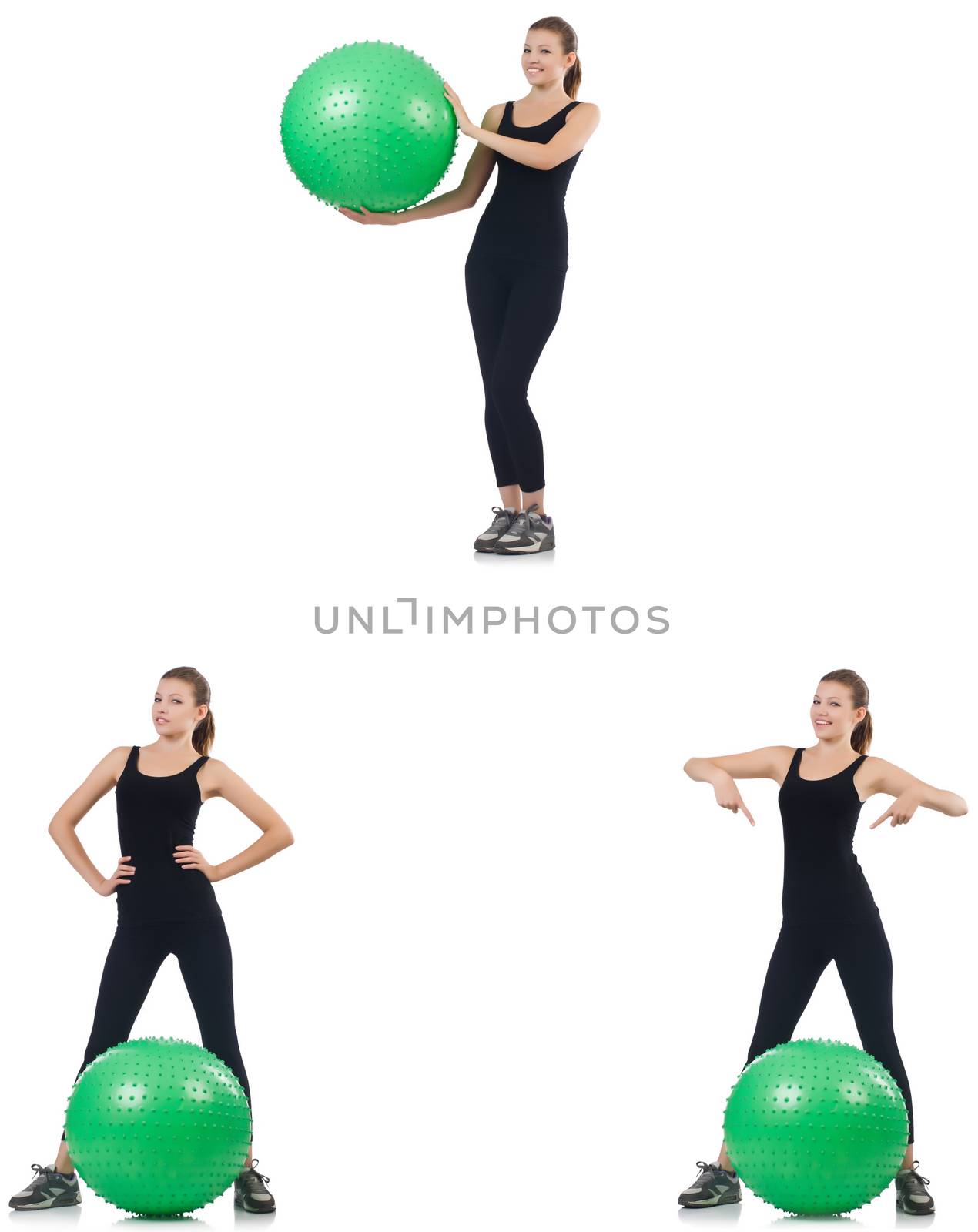 Young woman doing exercises with fitball 