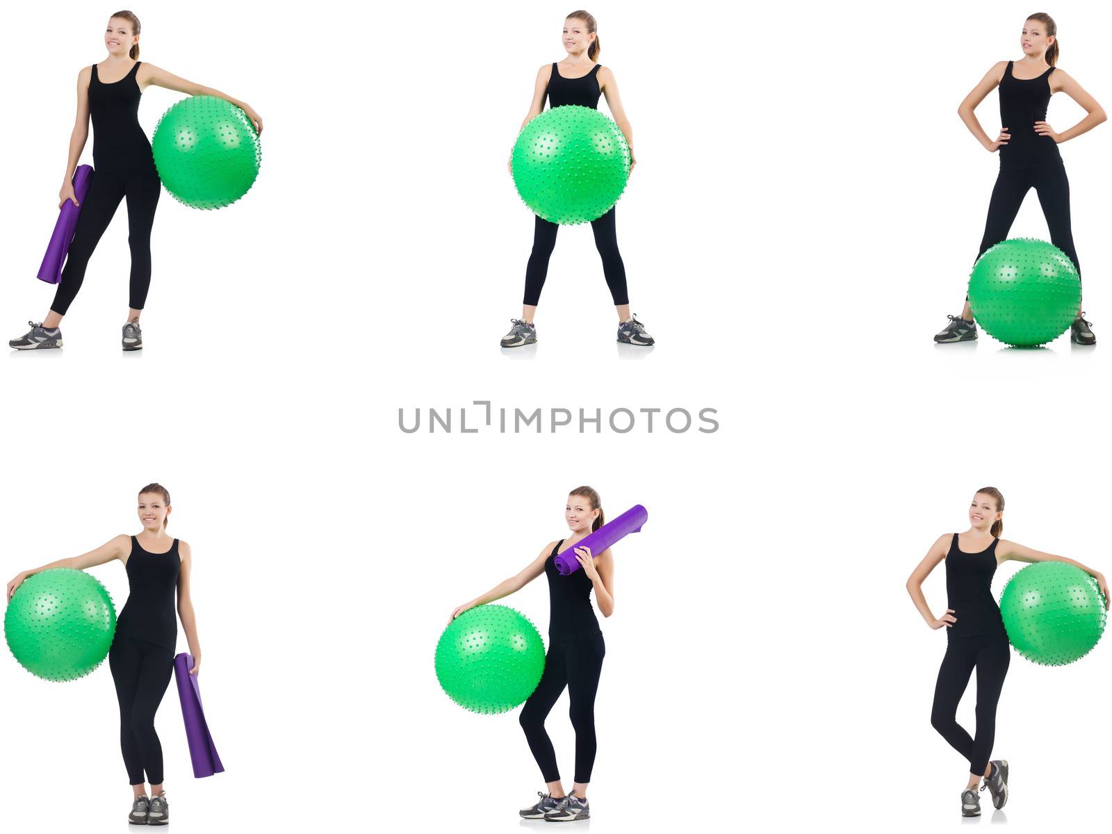 Young woman doing exercises with fitball  by Elnur