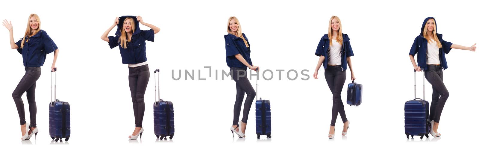Beautiful woman with suitcase in vacation concept  by Elnur