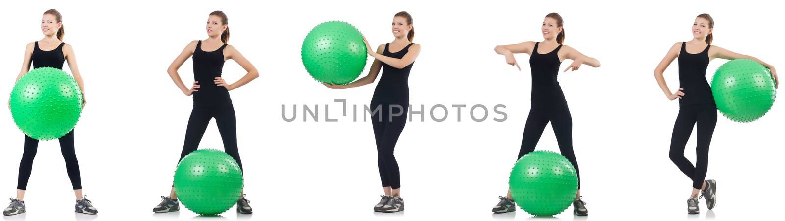 Young woman doing exercises with fitball  by Elnur