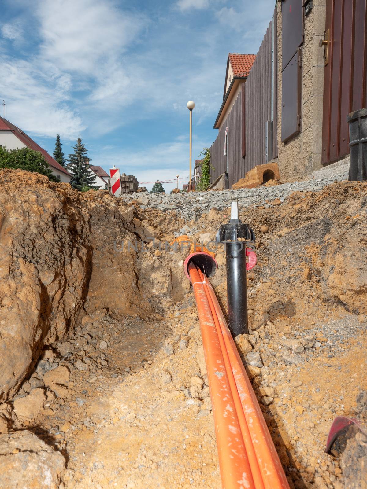 Street within building of fiber optic cables network  by rdonar2