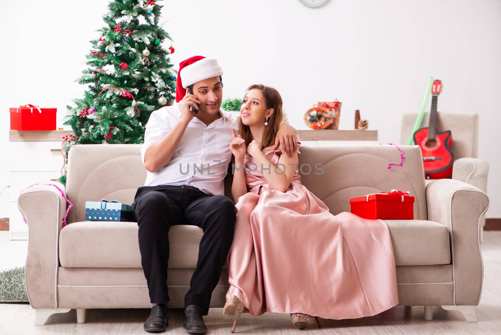 Man making marriage proposal at christmas day