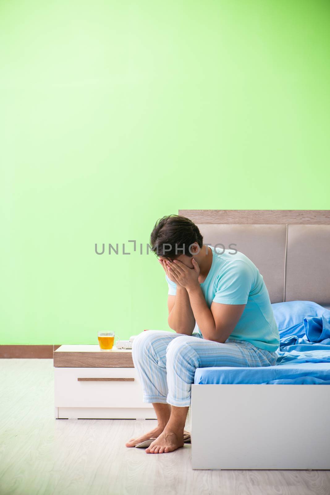 Man suffering from sleeping disorder and insomnia