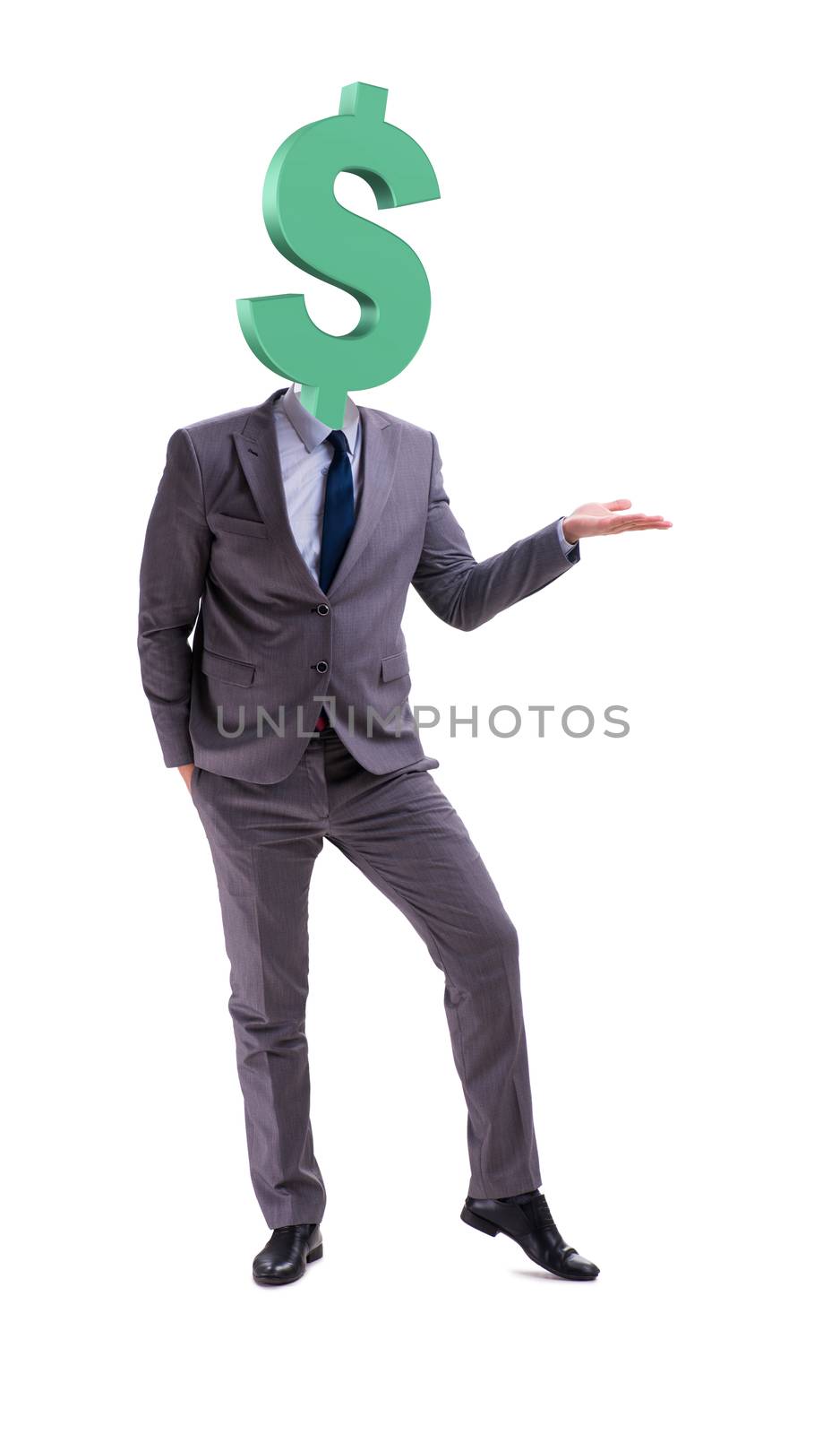 Businessman with dollar sign instead of head by Elnur