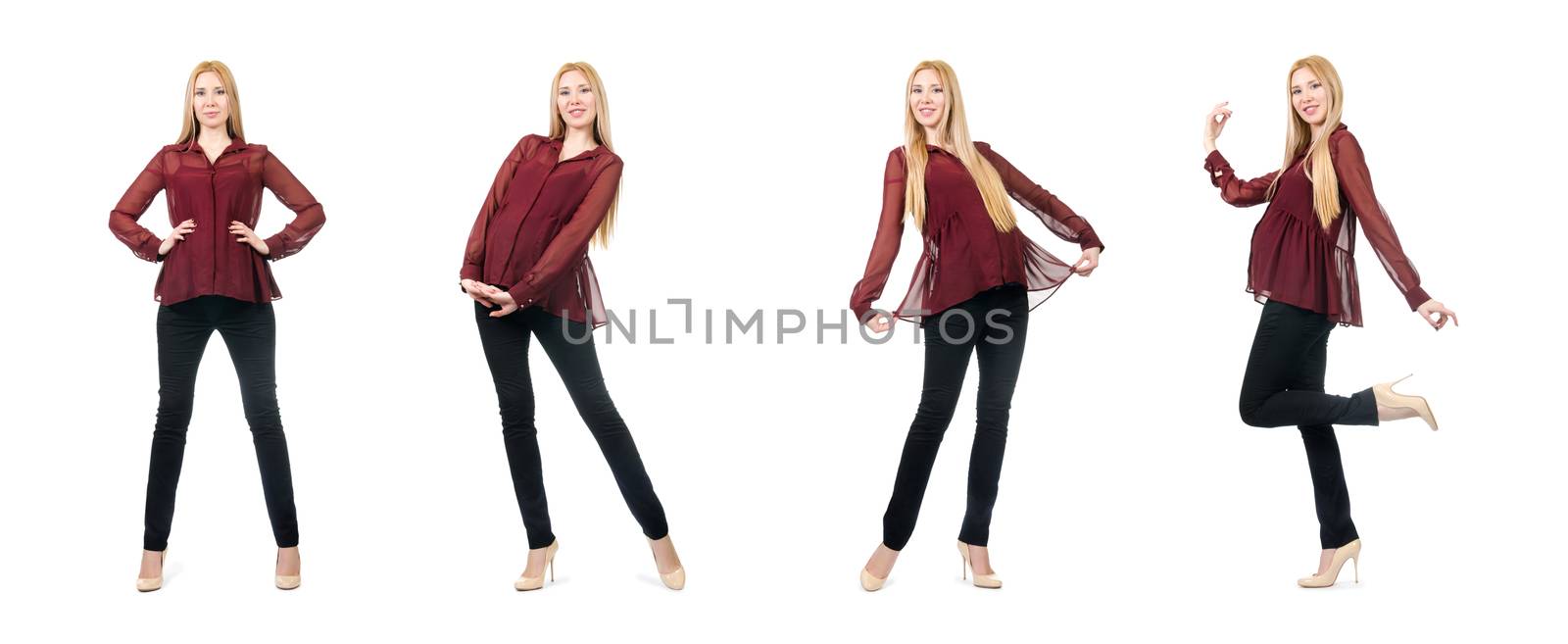Beautiful pregnant woman isolated on white