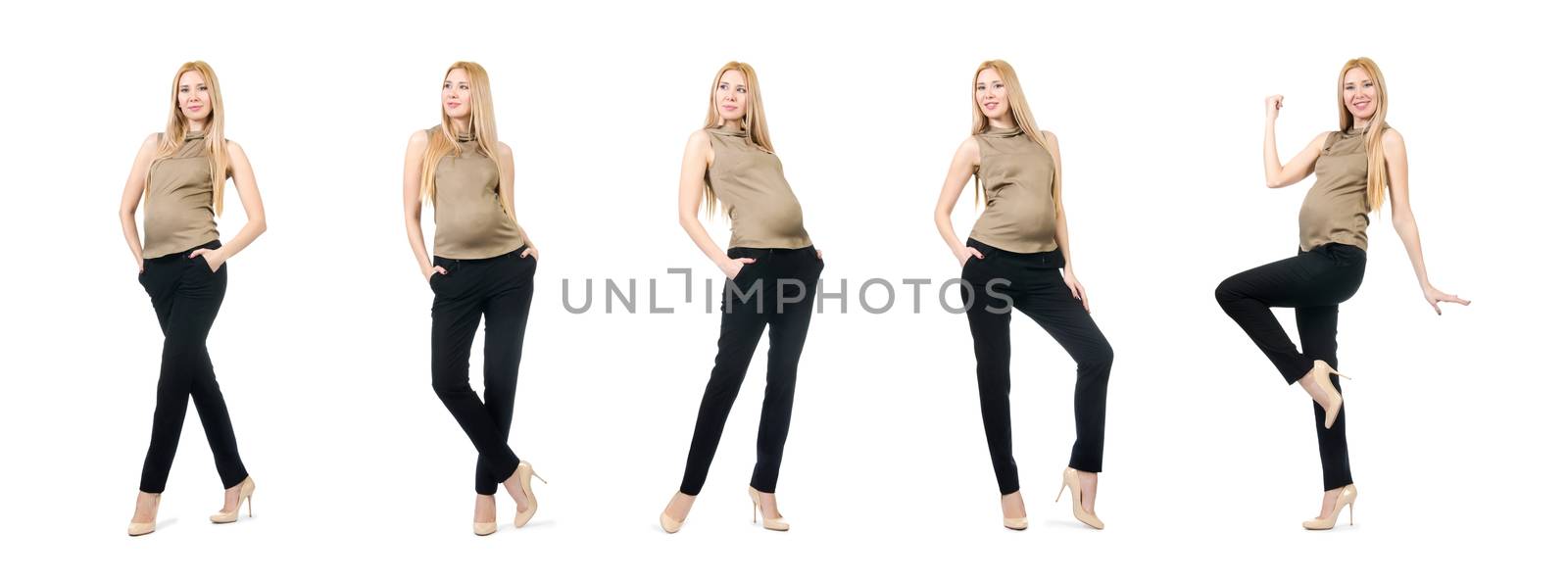 Beautiful pregnant woman isolated on white by Elnur