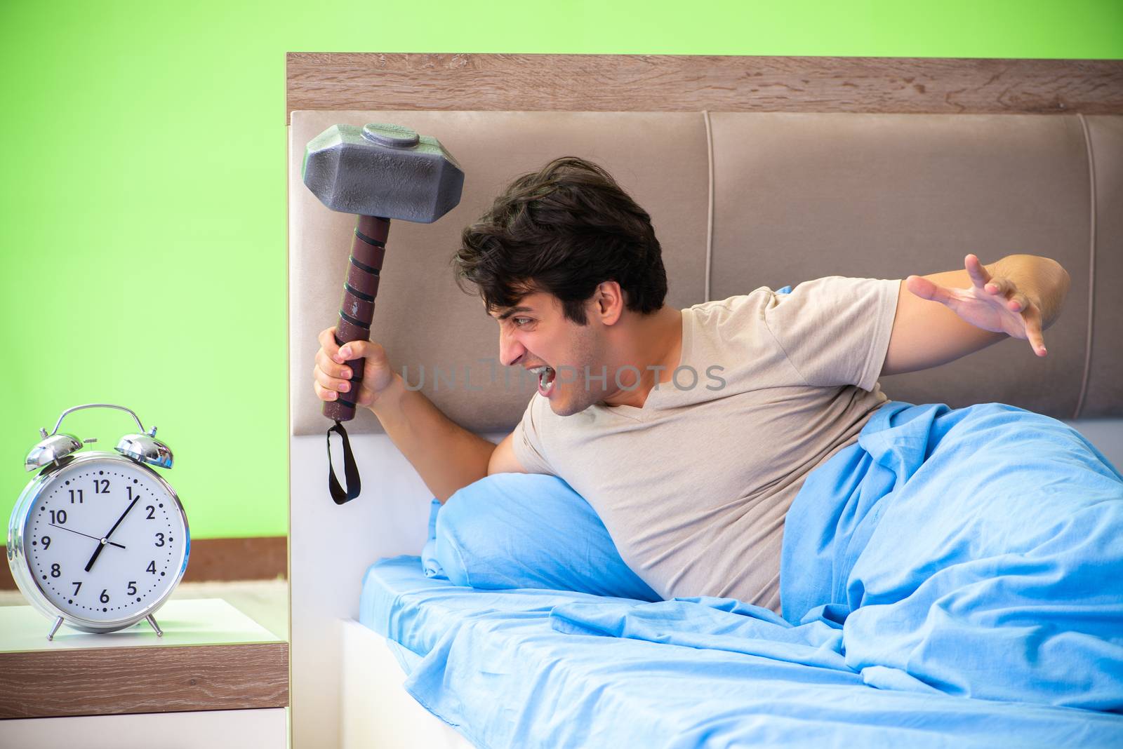 Man having trouble with his sleep