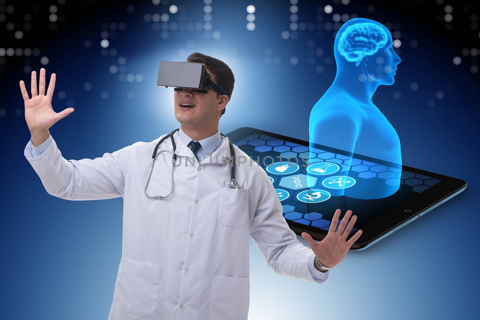 Telehealth concept with doctor doing remote check-up