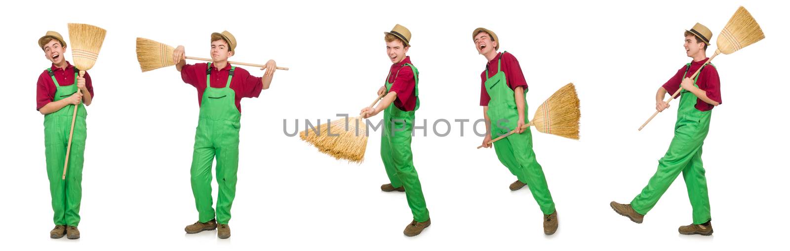 Man janitor isolated on the white