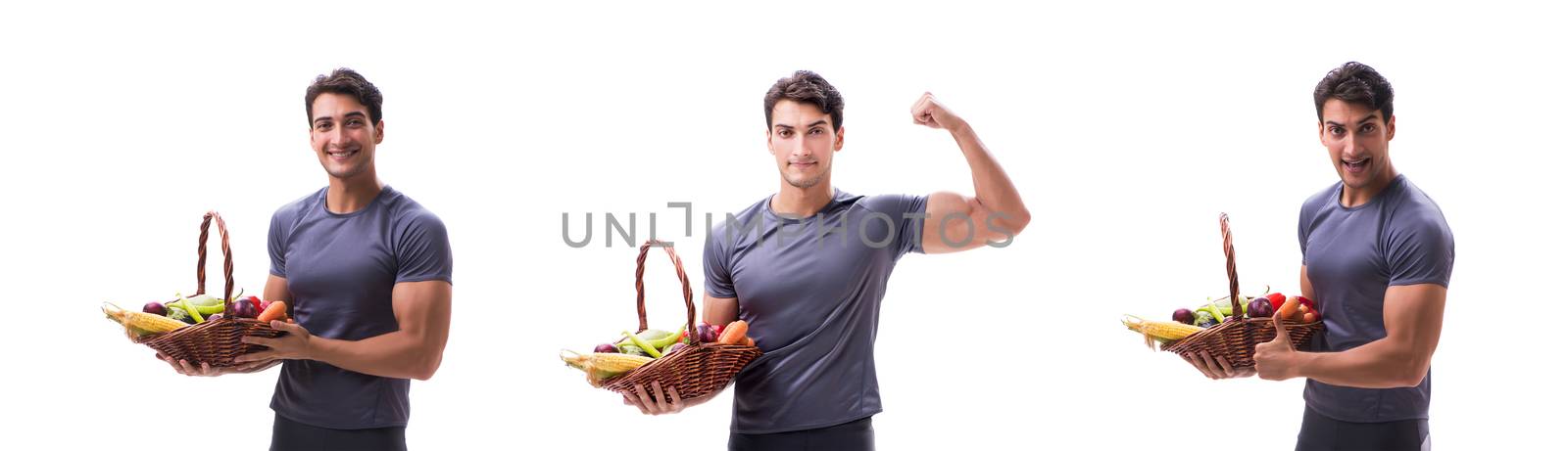 Man promoting the benefits of healthy eating and doing sports