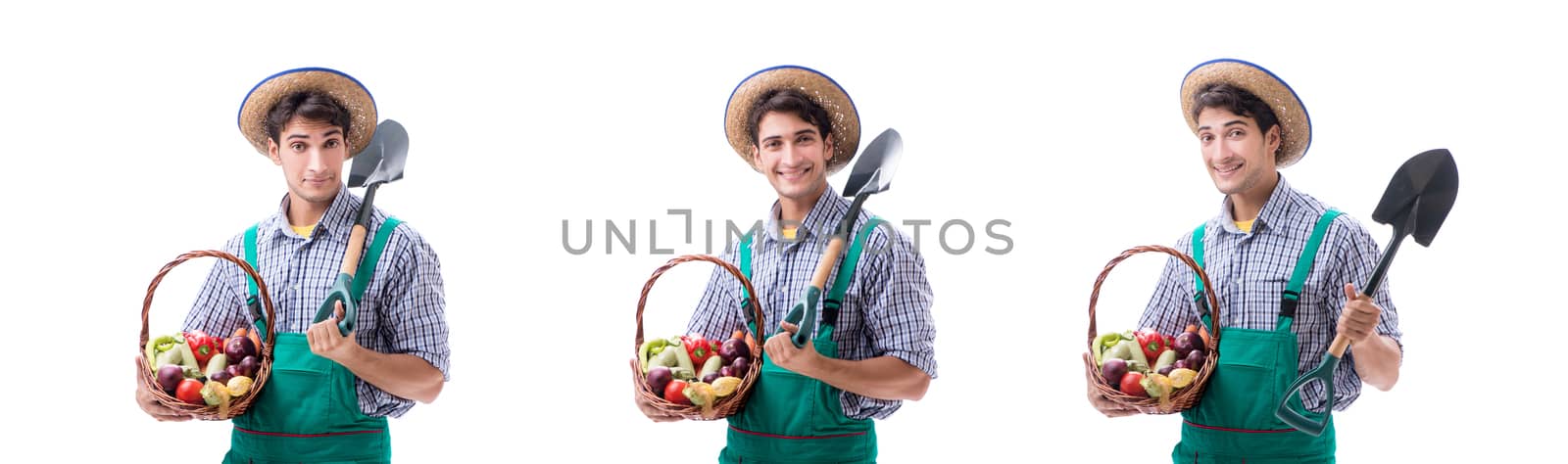 Young farmer isolated on the white background
