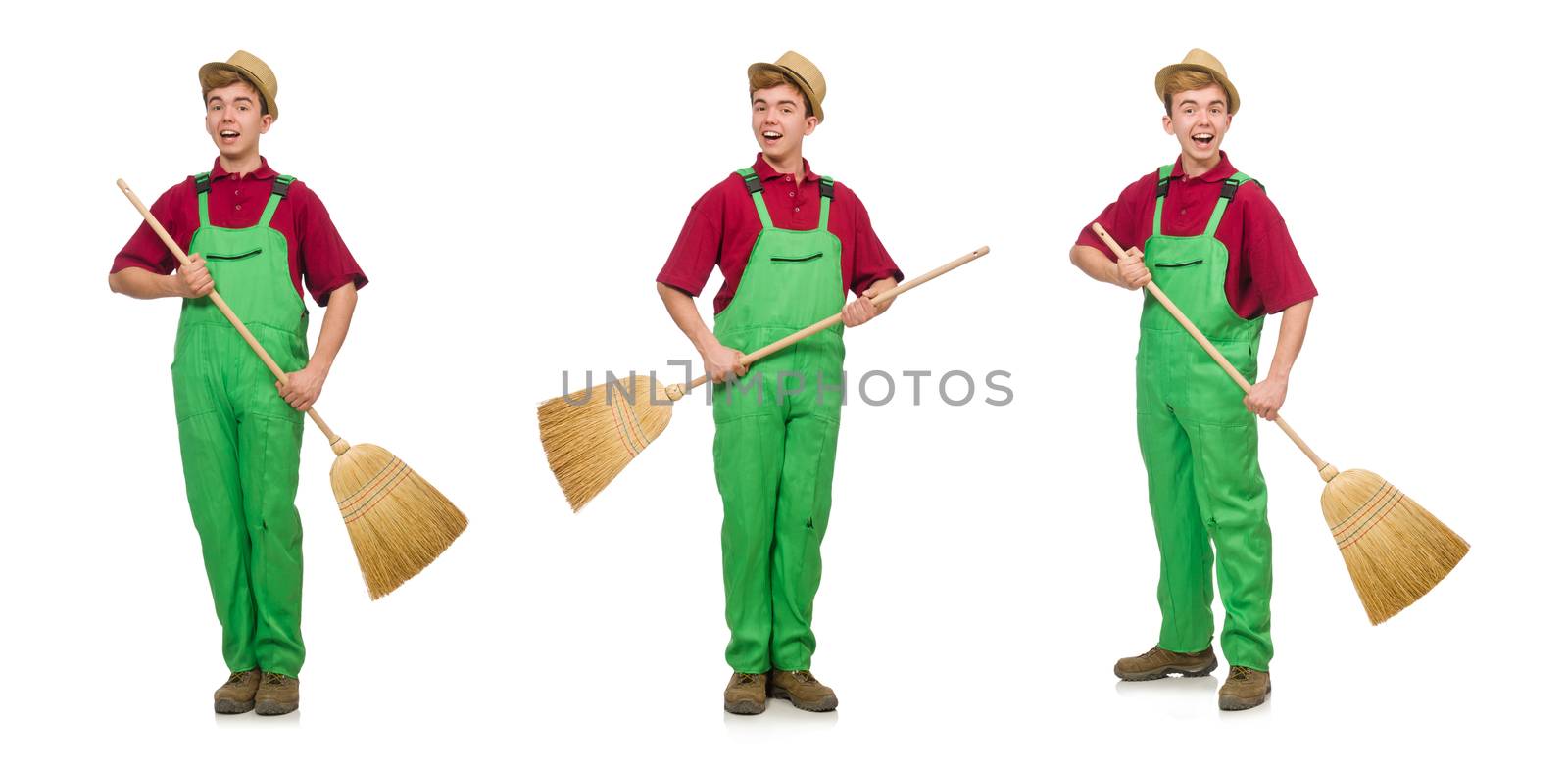 Man janitor isolated on the white